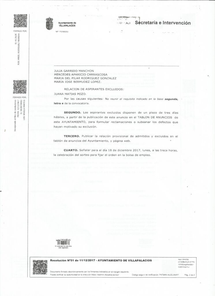 Parte 1 del documento: RESULTADO ADMISION BOLSA TRABAJO 