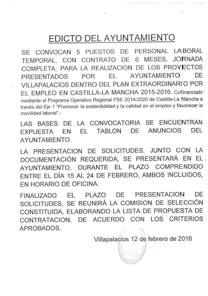 Documento: PLANES DE EMPLEO 2016 